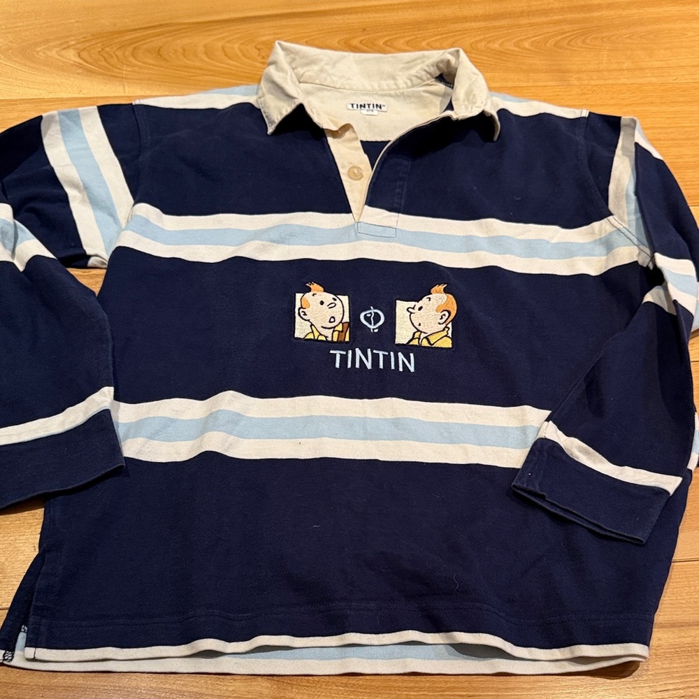 Kids Navy and Light Blue Polo Shirt